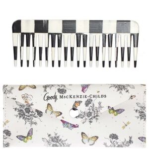 MacKenzie-Childs Black and White Striped Comb with Carrying Case